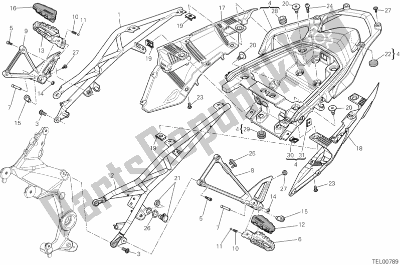 Tutte le parti per il Telaio Posteriore Comp. Del Ducati Multistrada 1200 ABS Brasil 2015
